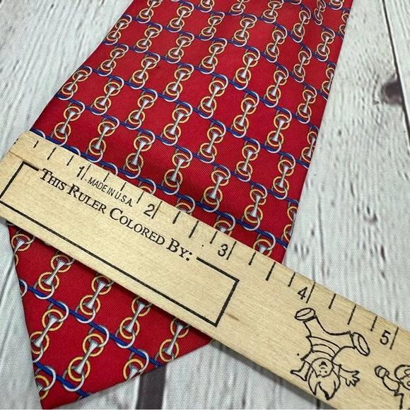 richel silk neck tie equestrian theme made in spain preppy business office - Picture 2 of 6